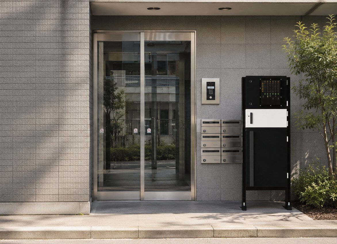 マンションのエントランスに設置したMBOX